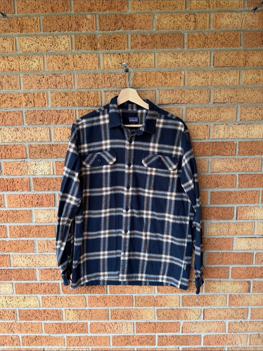 Patagonia Men’s Flannel Medium Soft Warm Blue Yellow Plaid Button Front